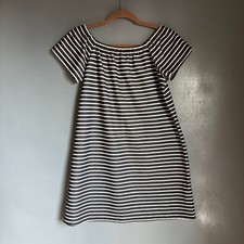 MADEWELL Women's Medium Navy Blue White Striped Mini Dress Classic Minimalist
