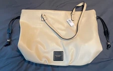 Victoria's Secret Cinch Top Bare Tote Purse Shoulder Bag Handbag Beige