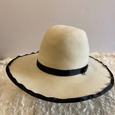 Vintage Stetson 6X Fur Felt Hat 7 1/2 L Long Oval Tusk Cream Open Road Style
