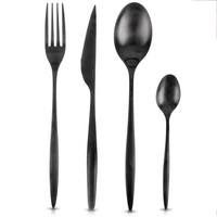 Besteckset Tafelbesteck Essbesteck 24Tlg Edelstahl Schwarz 6 Personen
