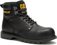 Caterpillar Mens SECOND SHIFT WP ST Steel Toe Waterproof Work Safety Boots Black