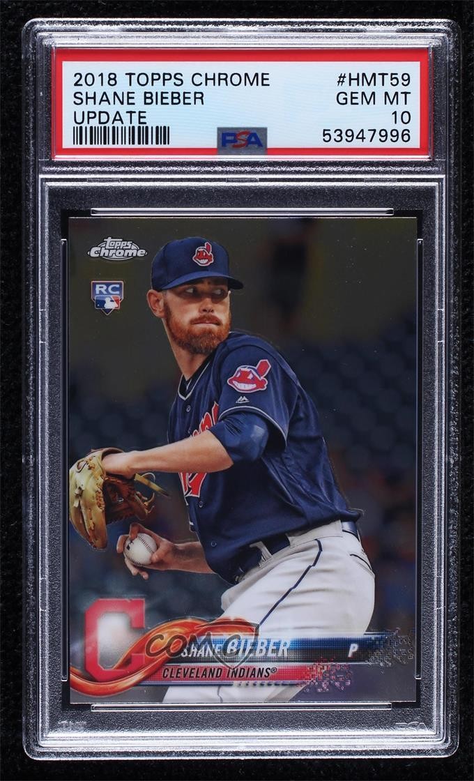 2018 Topps Chrome Update Target Exclusive Shane Bieber PSA 10 GEM MT Rookie RC