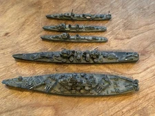 Lot of 5 Scale Lead, Pewter Waterline US Navy Ships Battleships Vintage Military