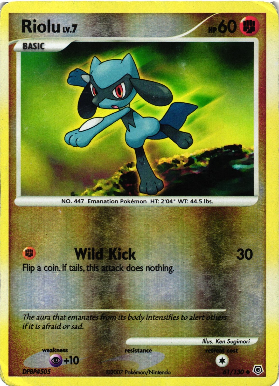 Pokémon TCG Riolu Diamond & Pearl 61/130 Reverse Holo Uncommon DMG