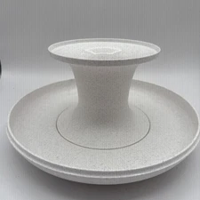 Vintage Tupperware Cake Stand and Chip and Dip Tray 1533-5 1532-6 Almond Color