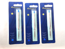 3 Waterman Ballpoint Pen Blue Ink Refills Medium NEW