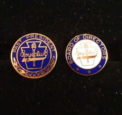 2 LAPEL PINS:  BOYS CLUB - PAST PRESIDENT & BOARD OF DIRECTORS
