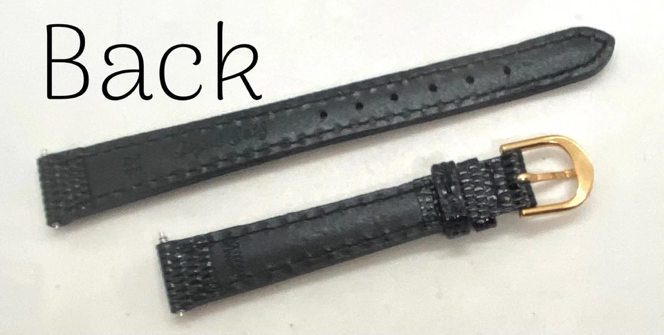 NEW LORUS Watch Band Black Calf Leather 12mm Lugs W/Spring Bars Lizard Grain - Image 4 of 4