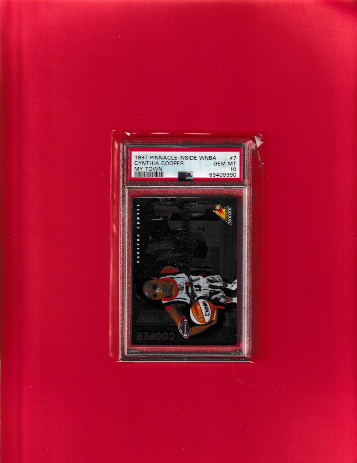 1997 Pinnacle inside WNBA Cynthia Cooper #7 (my town) PSA 10 GEM MINT view 1