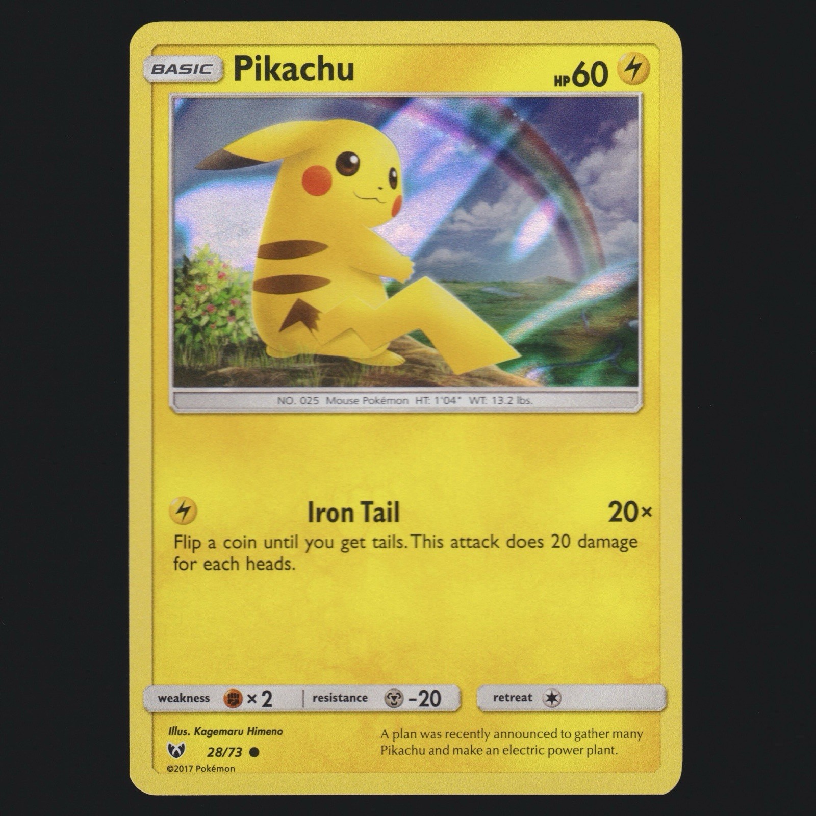 Pikachu 28/73 Shining Legends Holo Common Pokémon TCG NM ⚡️