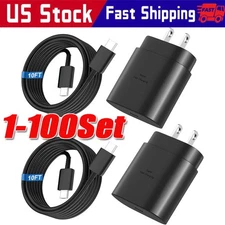 25w Type USB-C Fast Wall Charger+6FT Cable For Samsung Galaxy S20 S21 5G lot US