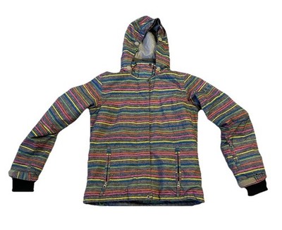 Roxy 5K Hooded Snow Jacket Ski Snowboard Multicolor Striped Girls Size 16