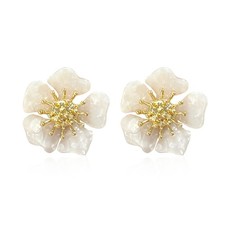 Exaggerate Boho Stud Earrings for Women Chic Flower Statement Earrings with G...