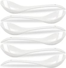 Porcelain Mini Ladles, 9 Inch Large Soup Spoons, 6 Pieces Premium White Ladles f