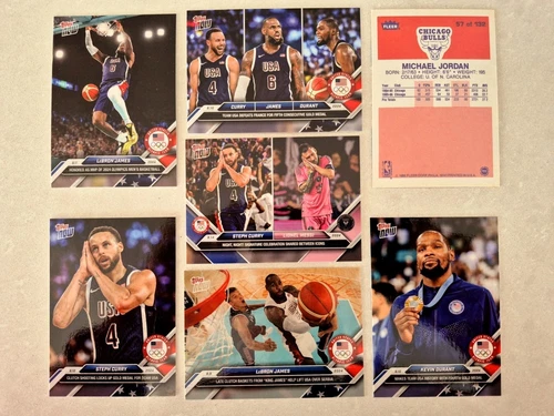 6 Card Lot USA Olympic BASKETBALL Lebron James Steph Curry Kevin Durant Messi