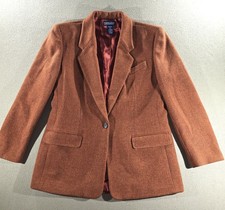 Vintage Land's End Women's Wool Blazer Size 12 in Color Rust