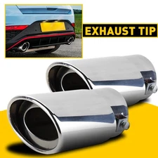 2.5" Inlet 3.4" Outlet 5.6" Long Exhaust Tip Chrome Stainless Steel Bolt-On Pair