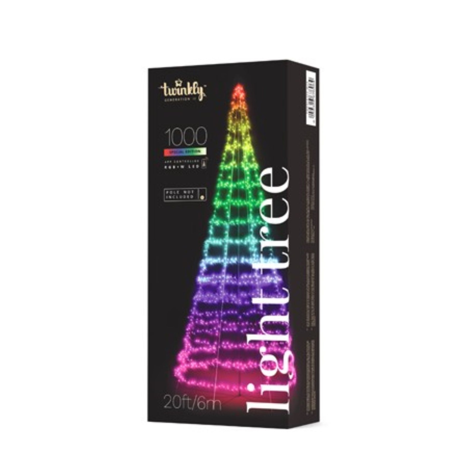 Twinkly Light Tree 20ft 1000L 5MM RGB W pole NOT included - Ecomm