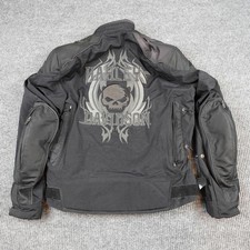 Harley Davidson Armored Skull Jacket Mens Large Black Nylon Motorcycle Riding