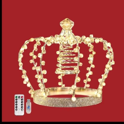 Lawoho Christmas Tree Topper-Crown Topper- Jewelled Crown-60 LED Lights Remote