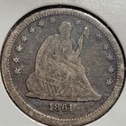 1861 P Seated Liberty Silver Quarter  - Philadelphia Mint (Lot 0911)