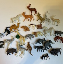 Large Bundle Of 27 Vintage Animal Toys/ Figures- Zebra, Penguin, Camel