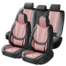 Car Seat Covers Full Set Pink and Black, Premium Leather Car Seat Covers, Wat...