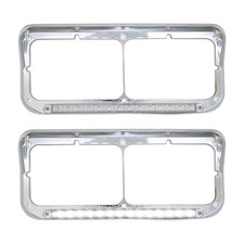 Dual Rectangular 4x6 Headlight Bezel 12 Amber LED Strip for Kenworth Trucks