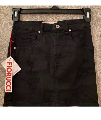 Fiorucci Black distressed Denim mini Skirt NWT sz IT 38, US Small