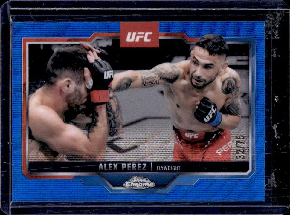 2025 Topps UFC Chrome Alex Perez Blue Wave Refractor #/75