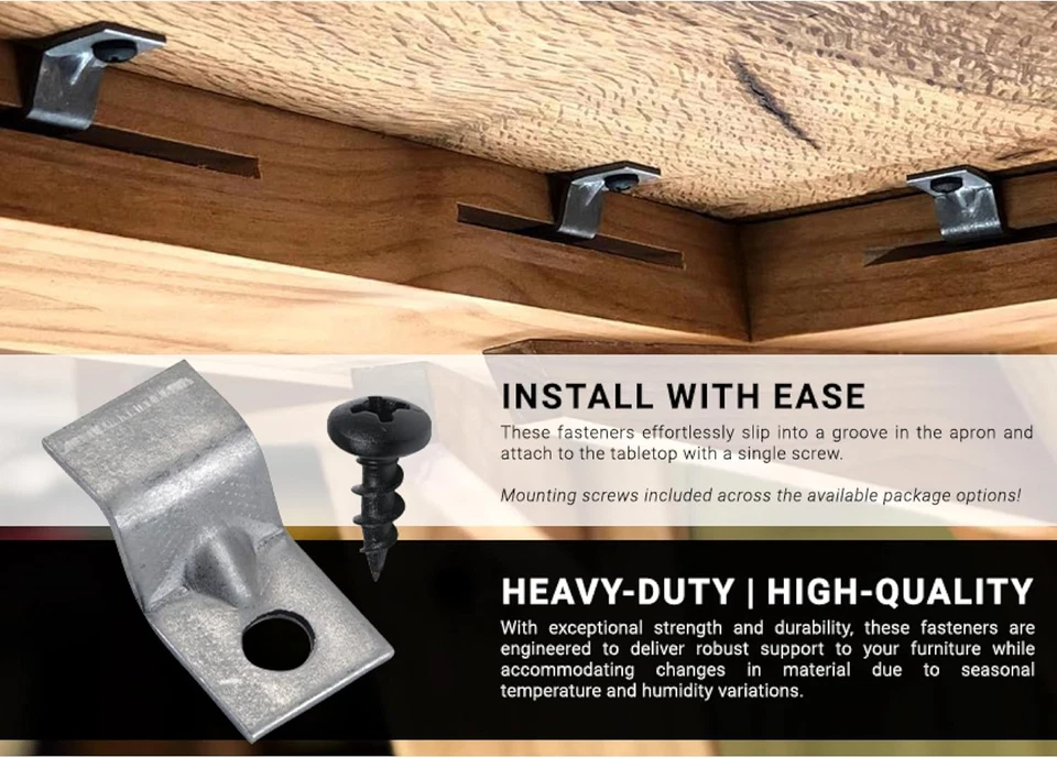 20 Pack  Hardware 14 Gauge Table Top Fasteners with Screws, Steel Z Clip Tableto — 第 3/4 张图片