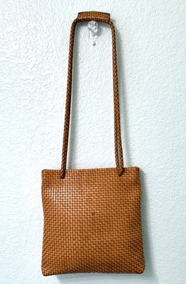 INDEED Brand Honey Color Leather Weave Shoulder Crossbody Bag Braided Straps