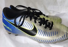 Nike Kid's 5.5Y Mercurial Vortex 3 Soccer Cleats Silver / Blue 921490-407 USED