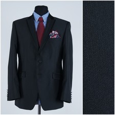 Mens Black Blazer 40R UK Size WILVORST Wool Sport Coat Jacket