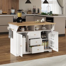 Large Kitchen Island Rolling Kitchen Cart on 5 Wheels Power Outlet 2 Drop Leaf