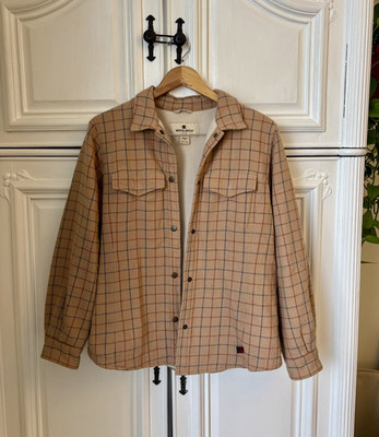 Vintage Woolrich Women's Tan Deep Biscuit Plaid Shirt Campfire Shacket Medium