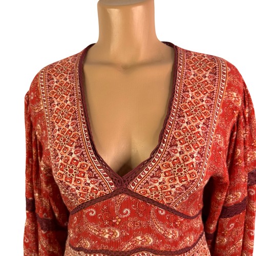Free People tunic/dress bohimian xs v neck peasant sleeve - Picture 5 of 10