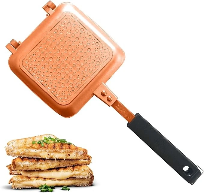 Jean-Patrique Stovetop Panini Grill Press Sandwich Maker, Copper – Ceramic Nonst