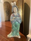 Large 22" Antique Asian Woman Glazed Statue. Rare.