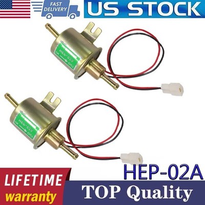 2Pcs 12V Electric Fuel Pump HEP-02A Universal Inline Low Pressure Gas Diesel New