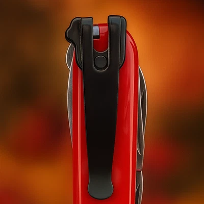 Black Stainless Steel Pocket Clip Fits 91mm Victorinox Swiss Army Knife w/Screw