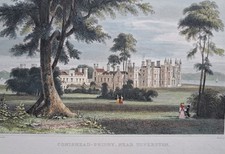 1836 Conishead Priory, Ulverston, Cumbria. Antique print. Harwood/Bailey.