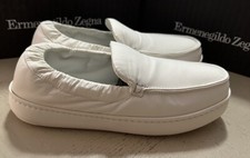 Ermenegildo Zegna Couture Leather Slippers Sneakers Shoes White 8 US New 860