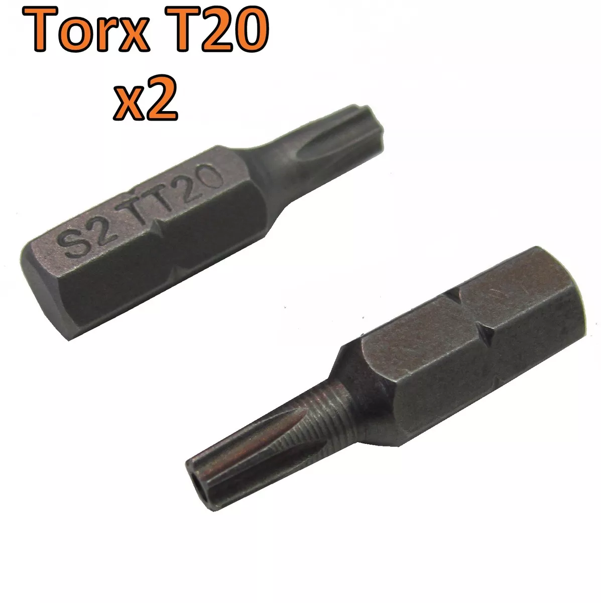 Torx Security Star Pin T20 Screw driver Bit x2 TX20 Titanium coated long life