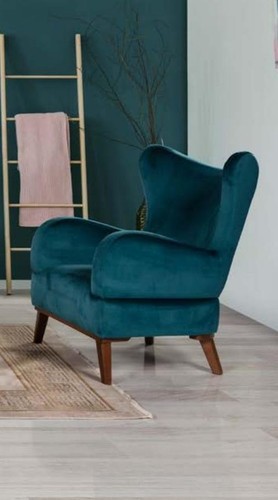 Sessel Sitzer Design Wohnzimmer Polster Holz Polster Moderne Türkis Neu