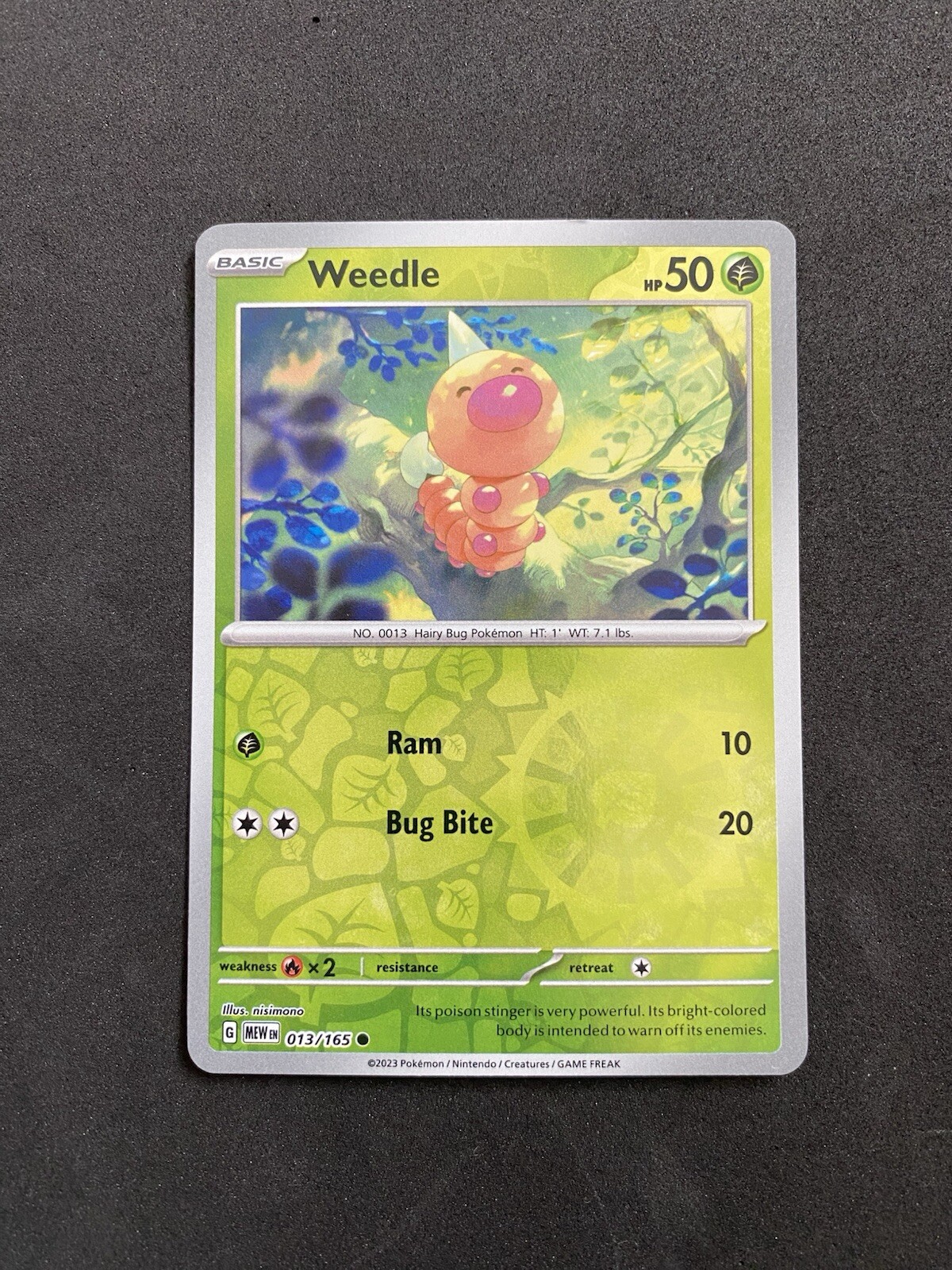 Pokémon  151 - WEEDLE 013/165  - Reverse Holo - NM/M