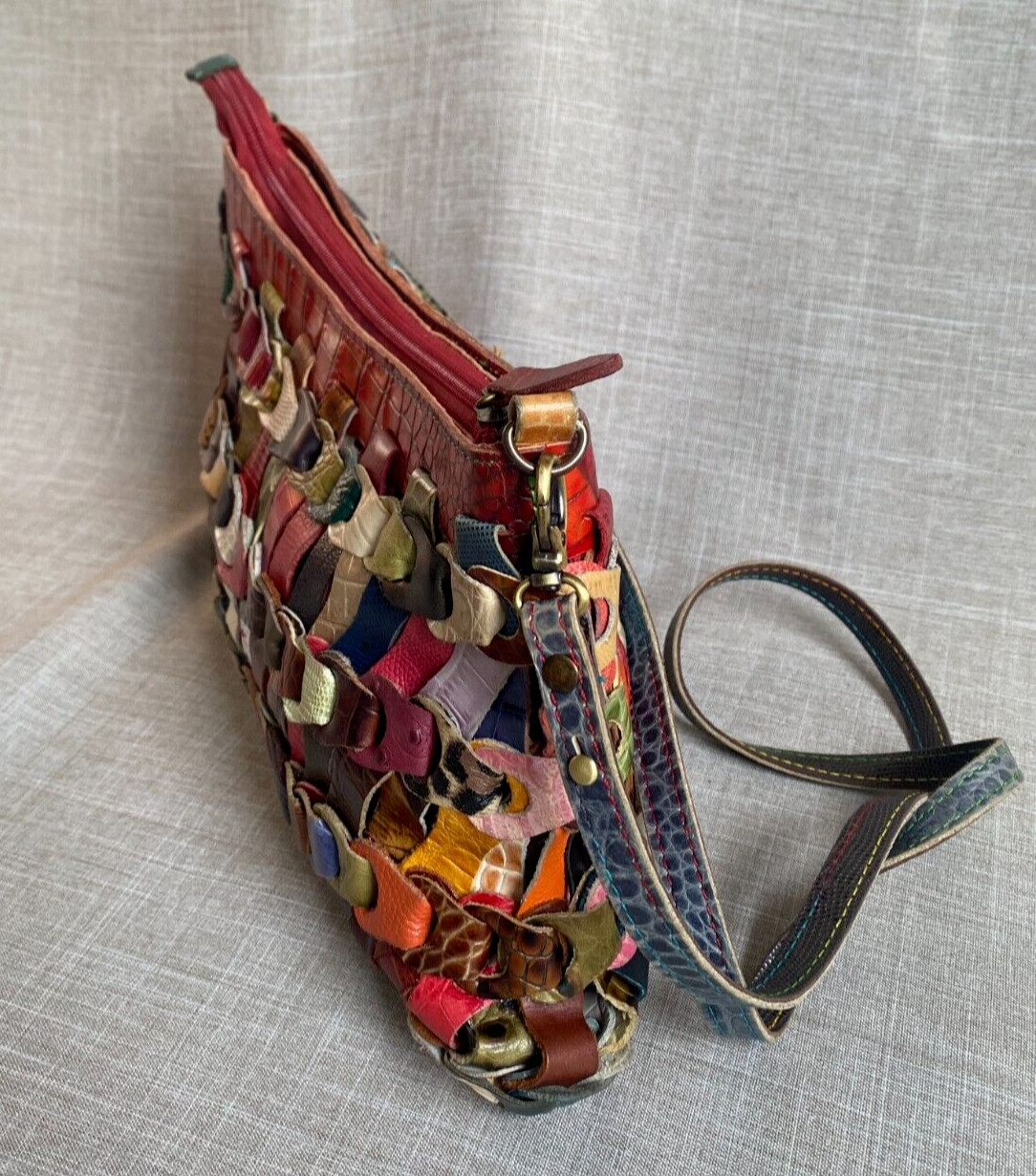 Vintage Leather Patchwork Multicolour Multi-Textu… - image 3