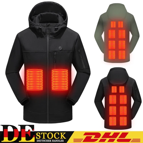Herren Damen Beheizbare Heizjacke Mantel USB Beheizte Winter Warm Hoodie Jacke - Bild 2 von 17