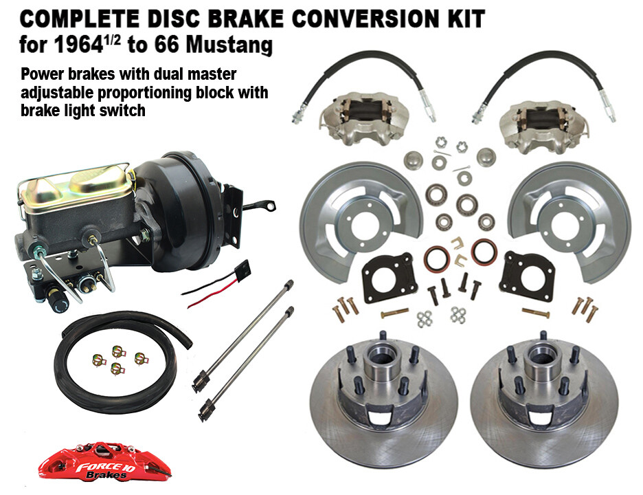 1964-66 Ford Mustang Front Power Disc Brake Kit, Aluminum Master