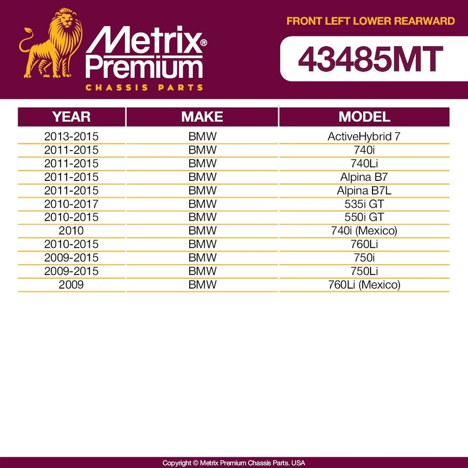 Front Left Lower Rearward Control Arm & Ball Joint for BMW 740Li 740Li 750Li - Image 2 of 4